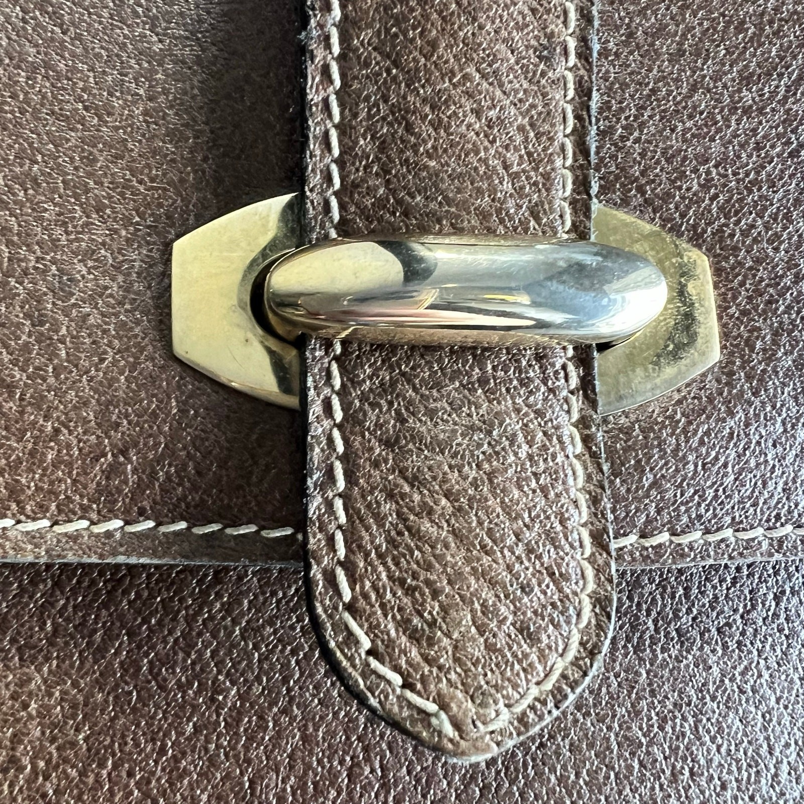 LEDERER Brown Contrast Stitch Leather Briefcase