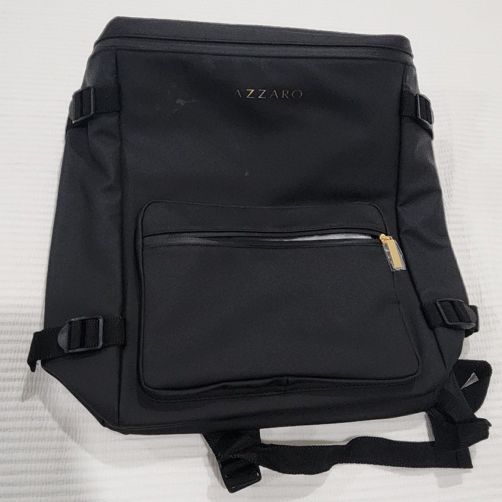 Azzaro Parfums Black Nylon Backpack Gold Hardware Travel Commuter Bag