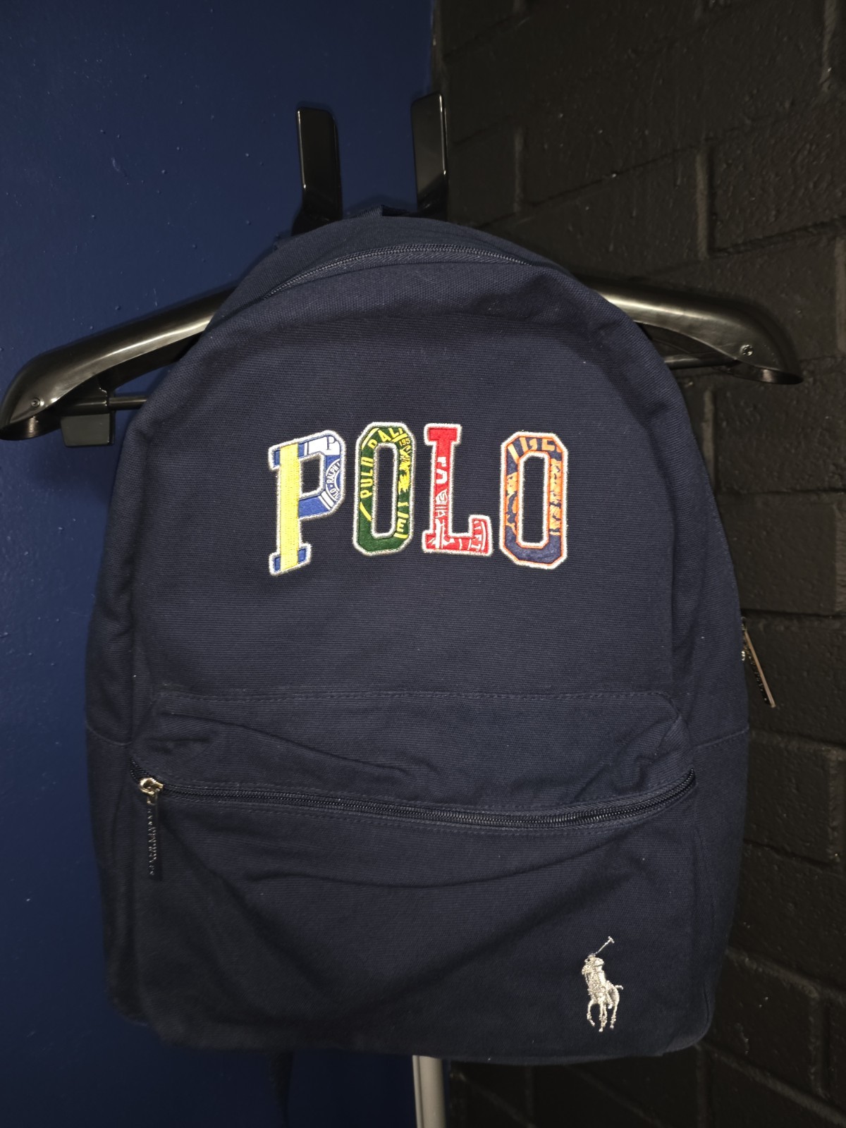 Polo Ralph Lauren Unisex Multicolor Colorful Patch Letter Logo Navy Backpack