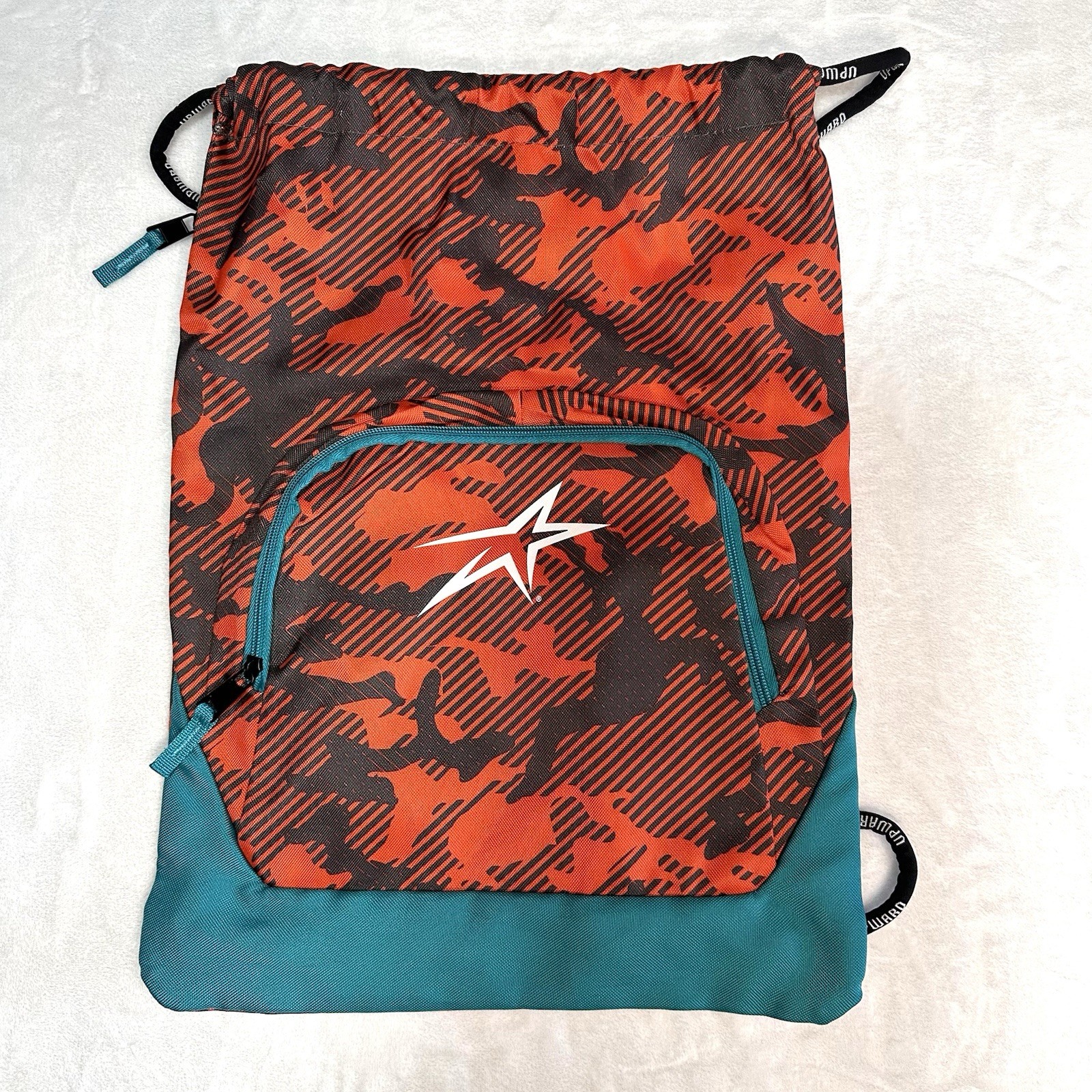 Upward Sports Backpack Draw String Cinch Sack Media Pocket Multi Camo Packable