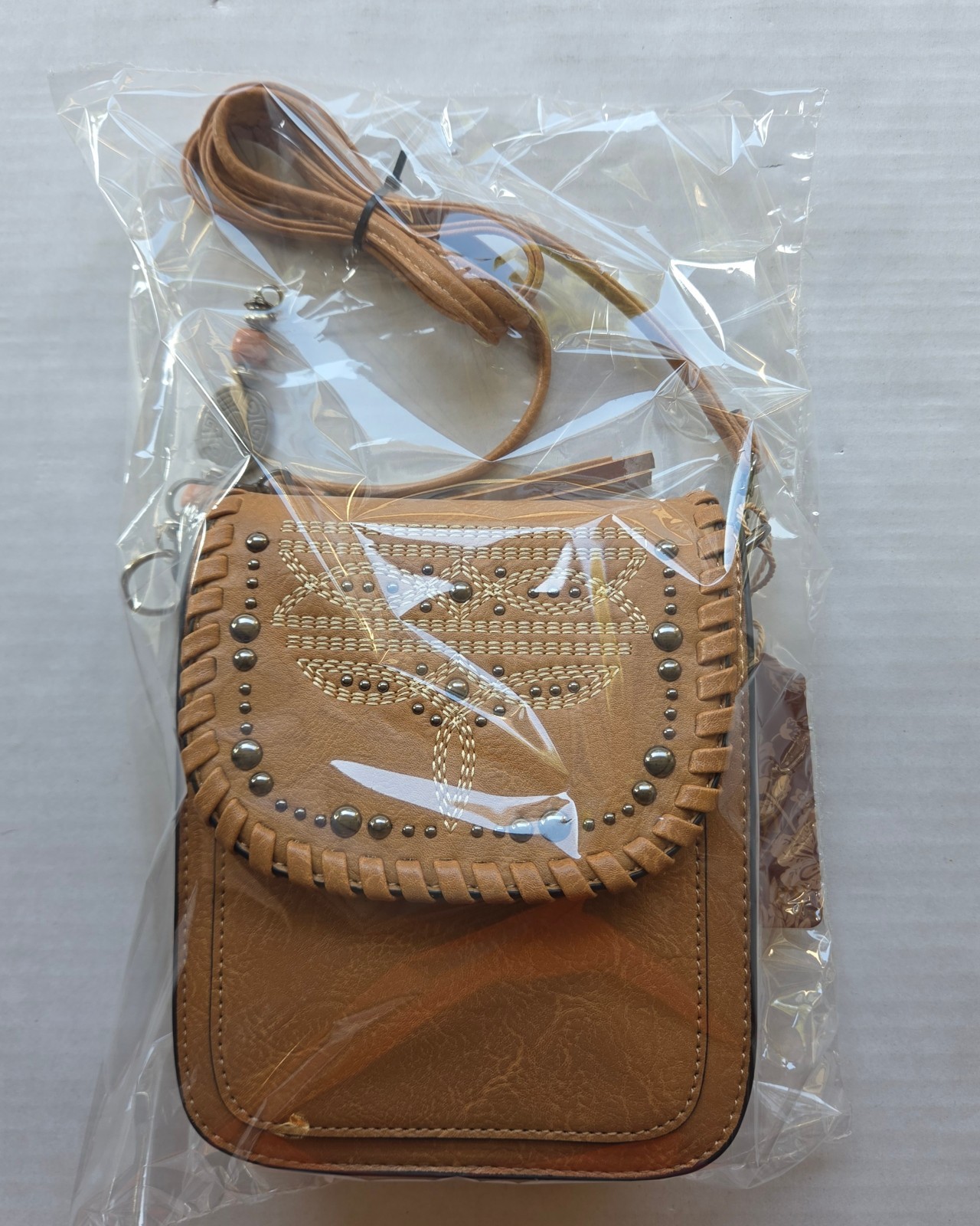 Sam & Hadley Western Mini Square Crossbody Studded Accent Sling Bag