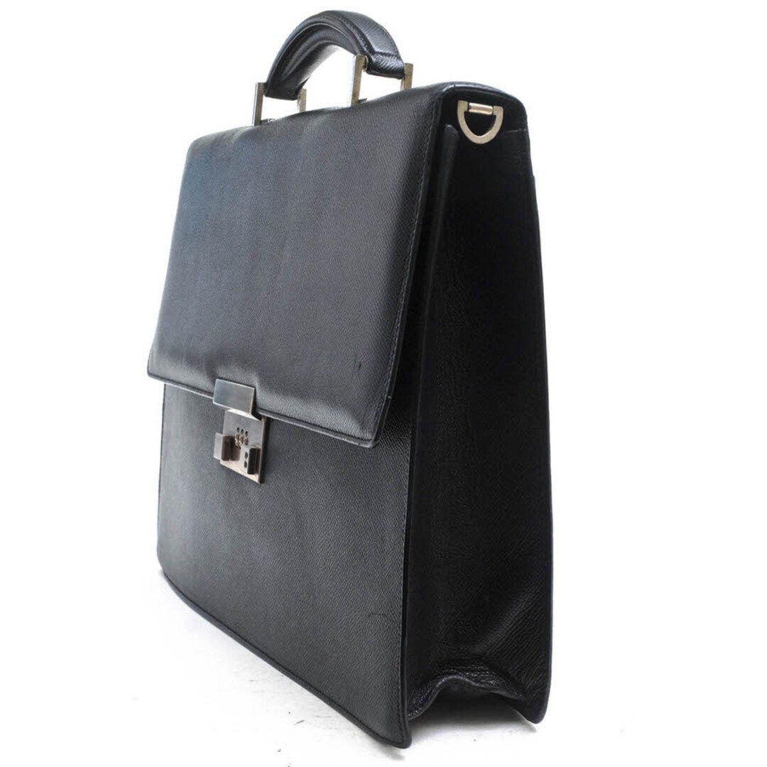 BALLY Men’s briefcase business bag leather black grain embossed 38×29×6cm