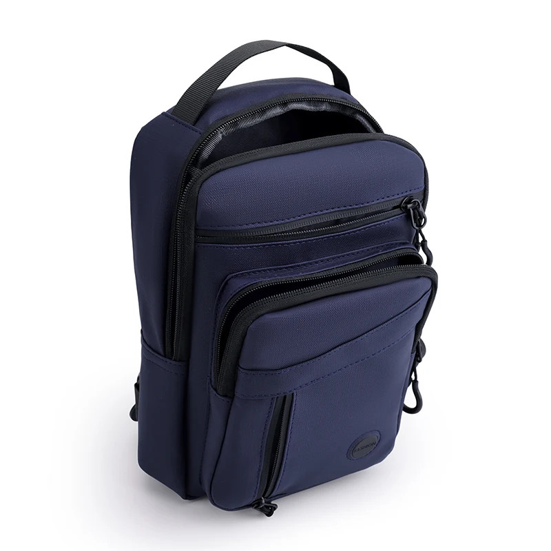 Soft Waterproof PU Leather Chest Bag Men Fashion Casual Sling Crossbody Shoulder
