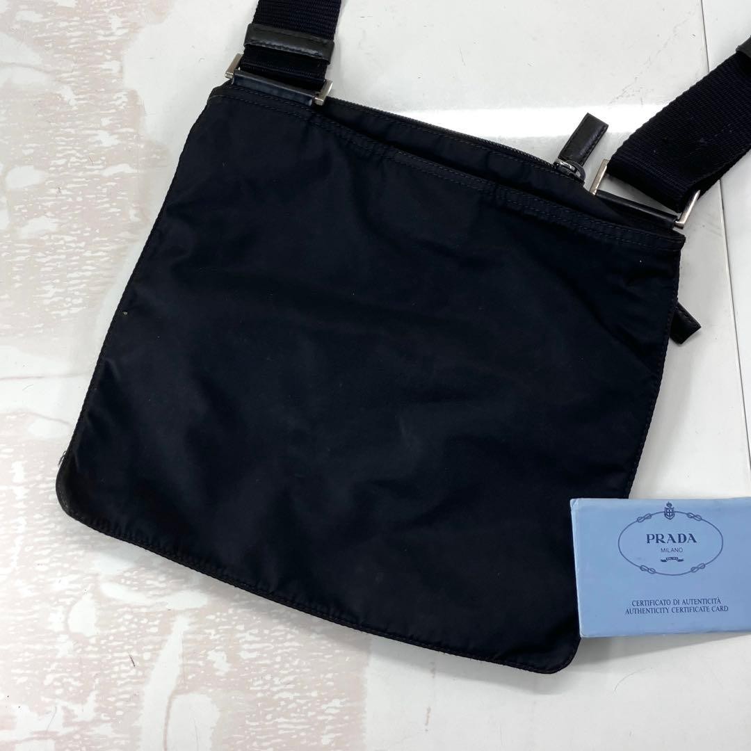 PRADA Nylon Shoulder Bag Crossbody Black Authentic Men Women 22x23cm