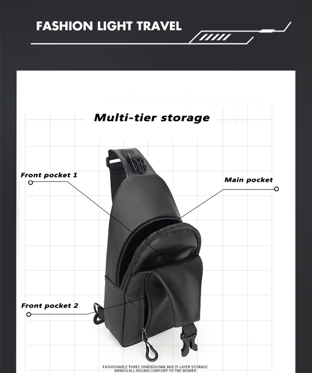 Men’s Crossbody Bag Large Capacity Zipper Front Pack Adjustable Sports Bag Gift