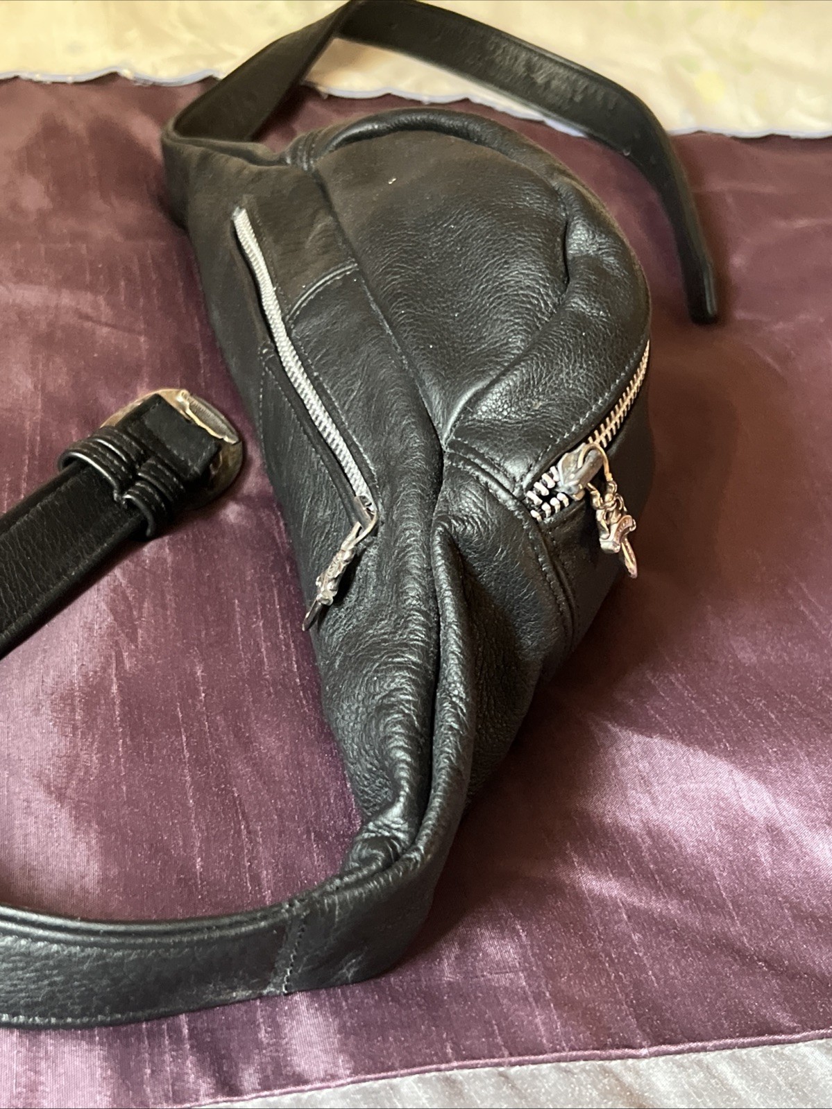 CHROME HEARTS Plain Snut Pack Body Bag Sterling leather unisex black