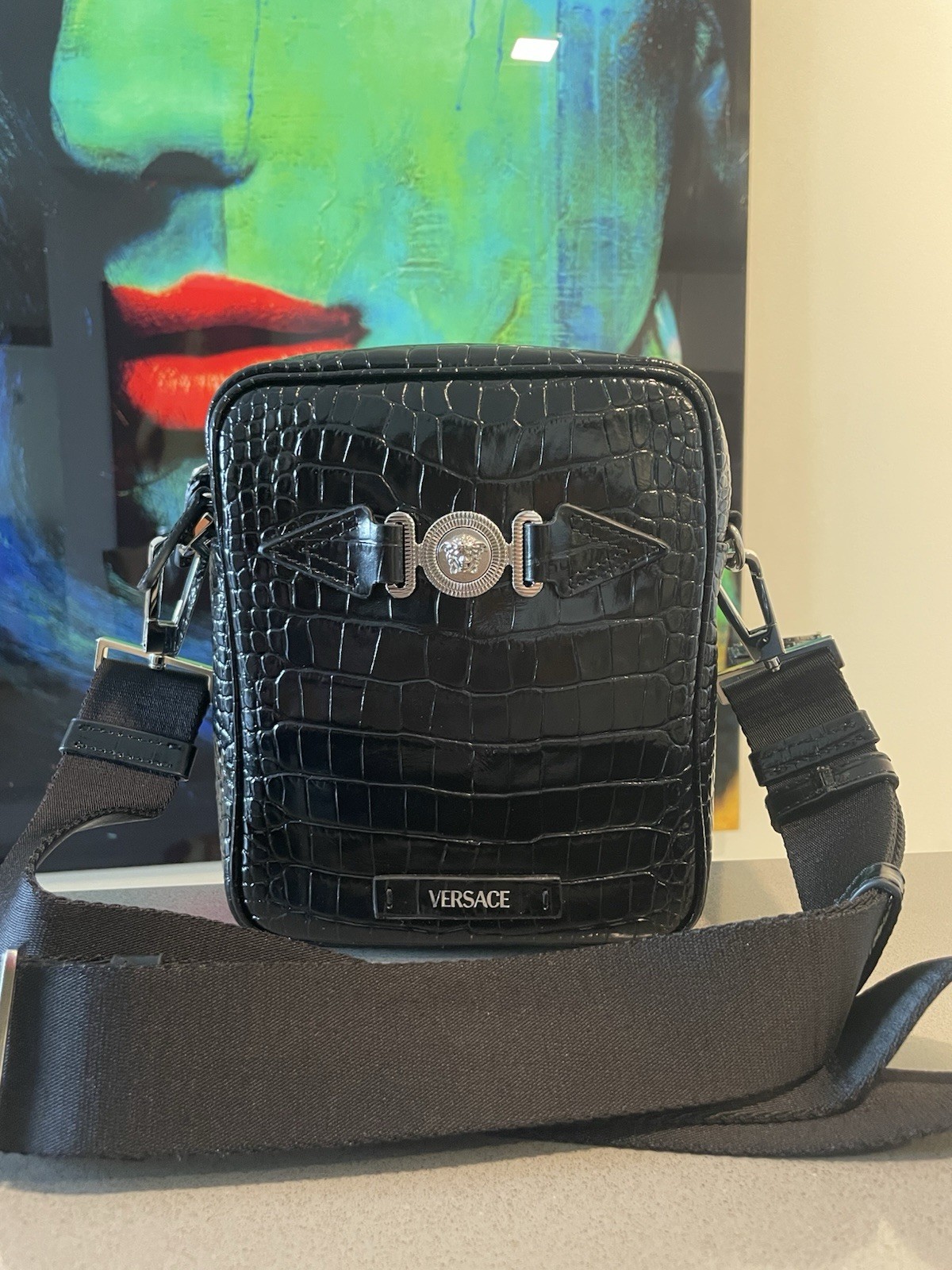 Versace Medusa Biggie crocodile-embossed crossbody bag $1400