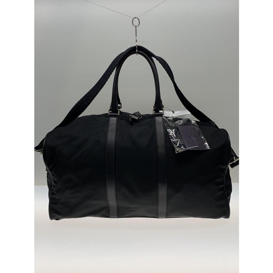 Auth PRADA Boston Bag Black Nylon Shoulder Strap Zipper Large Travel Solid Men’s