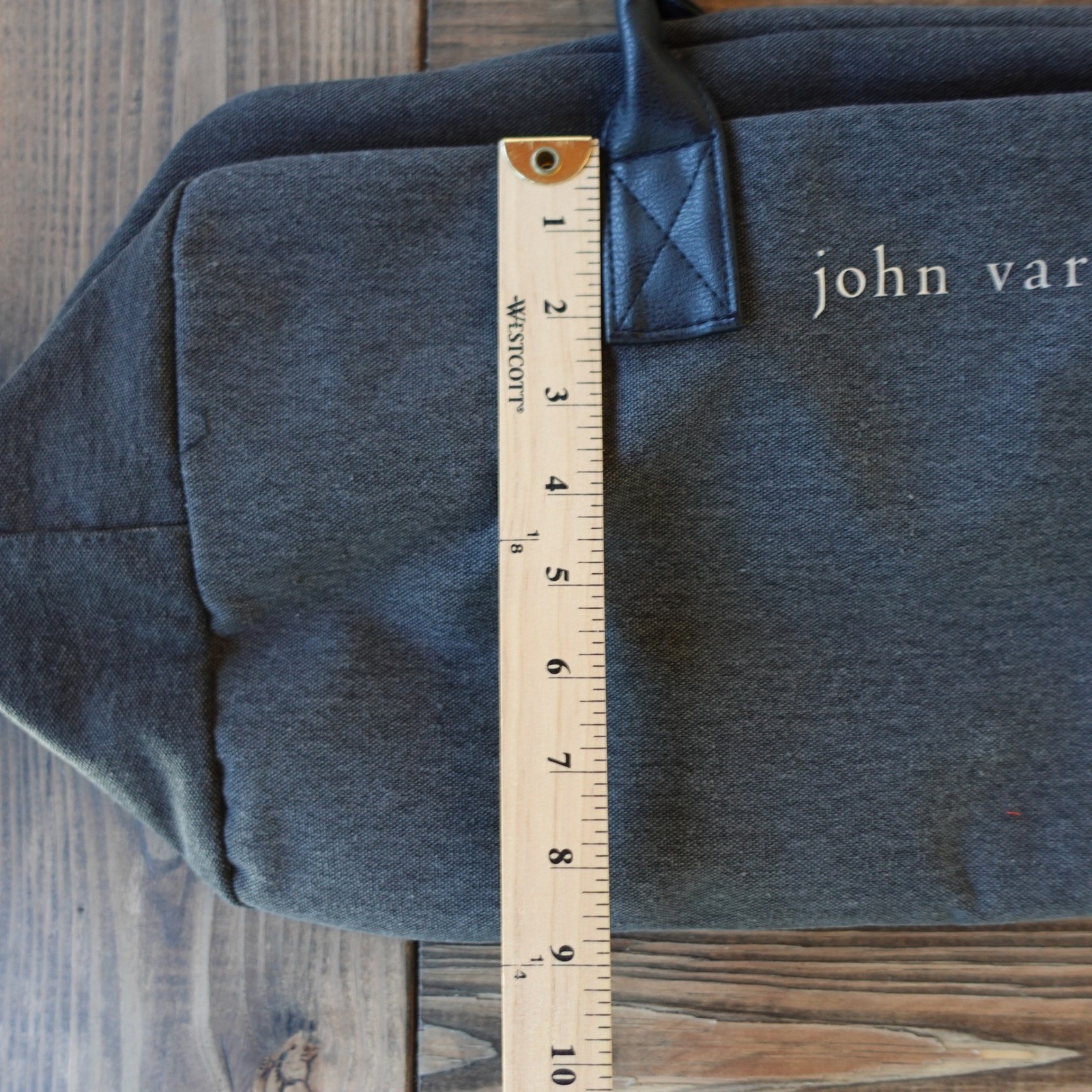 John Varvatos Mens Canvas Duffle Bag Grey Travel Weekender Carry On Gym Modern