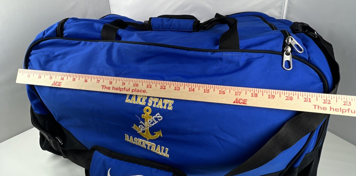 Nike Lake Superior State Embroidered Team Issued Large Training Duffel Bag Blue