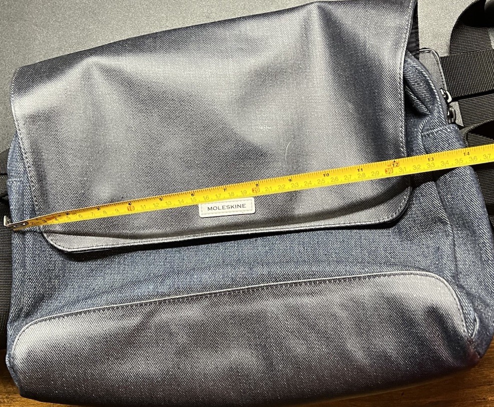 Moleskine Nomad Laptop Messenger Bag Black Blue Denim 14x12x4”