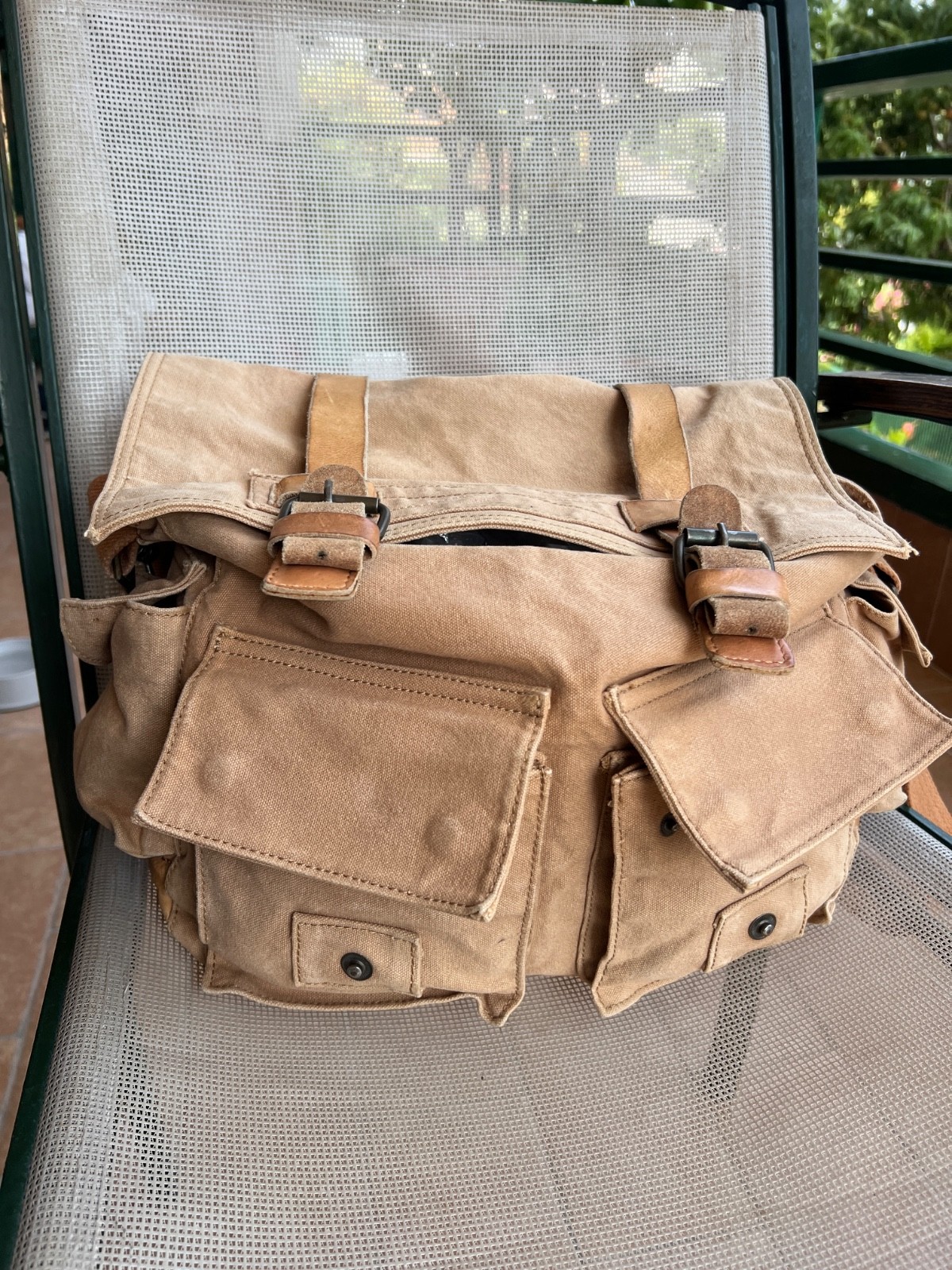 TIMBERLAND Messenger Shoulder Bag Colonial Cotton Leather Legend 554