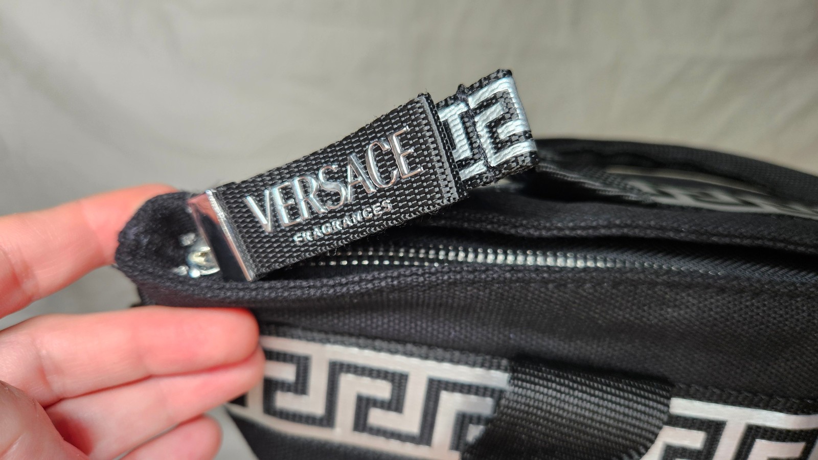 Versace Institutional Messenger Bag Black Canvas Unisex Mens Travel Carry On NEW