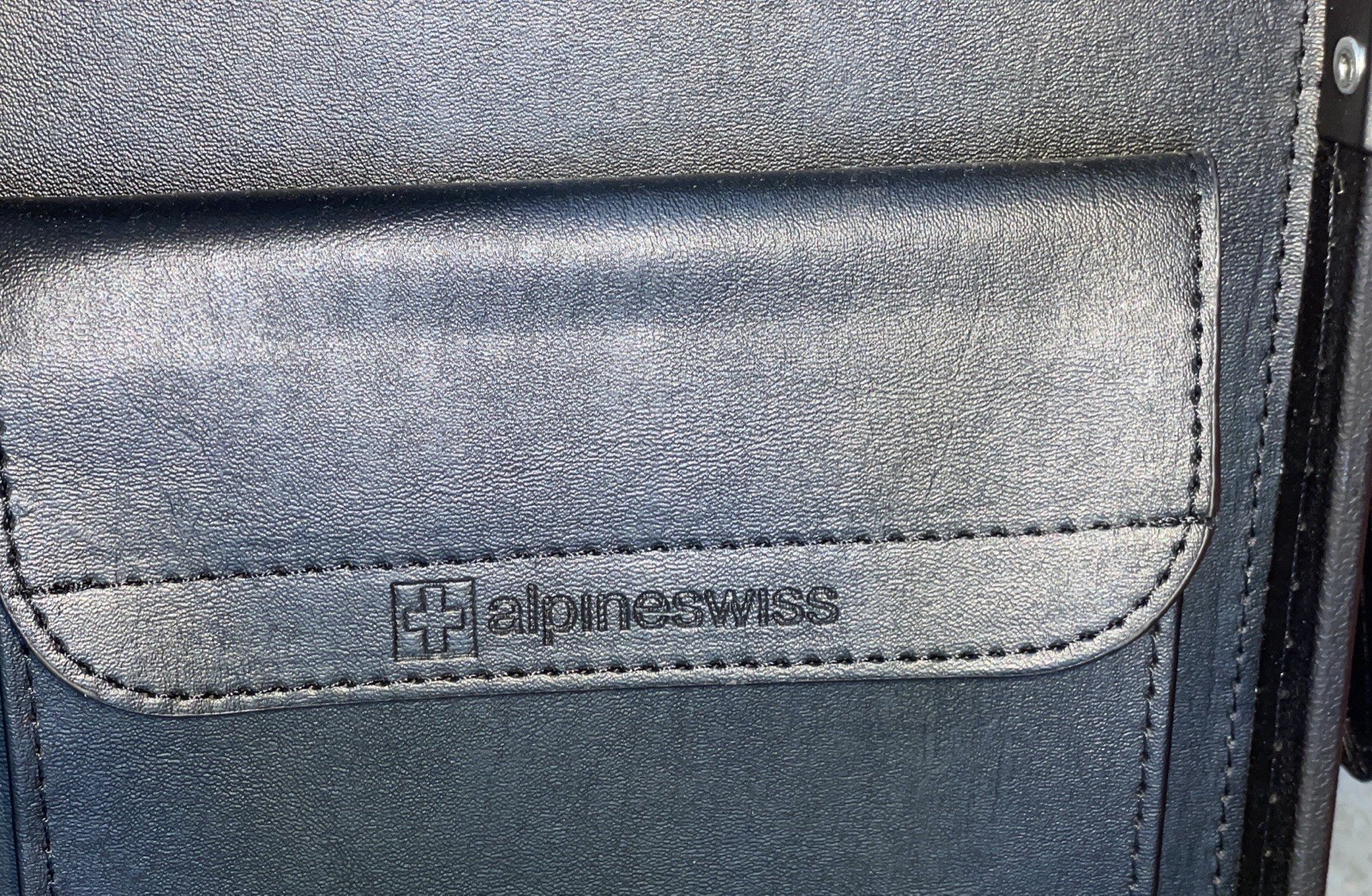 Alpine Swiss Roller Laptop Briefcase Leather Wheeled Upright Black New NOS