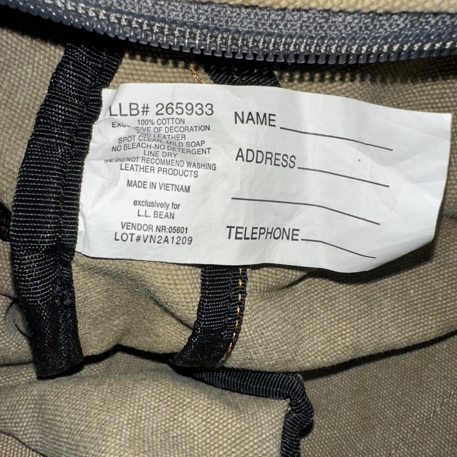 Vintage L.L. Bean Canvas Adventure Duffle Bag Khaki Tan Brown Gorpcore 22”x 13”
