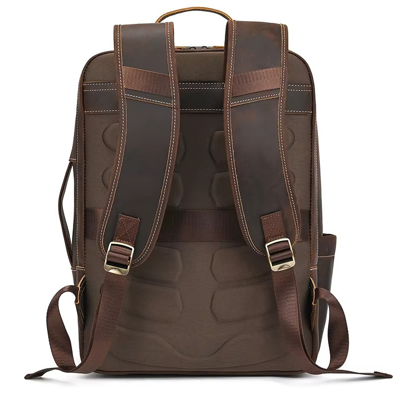 2025 NeLuxury Genuine Leather Backpack Men Laptop Bag Large Travel Cowhide Retro