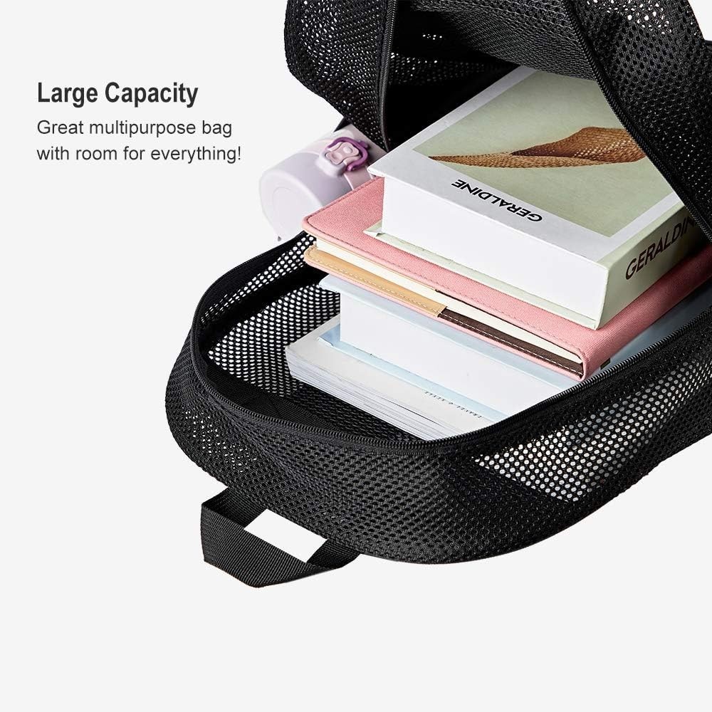 Mochila de malla resistente transparente para estudiantes universitarios