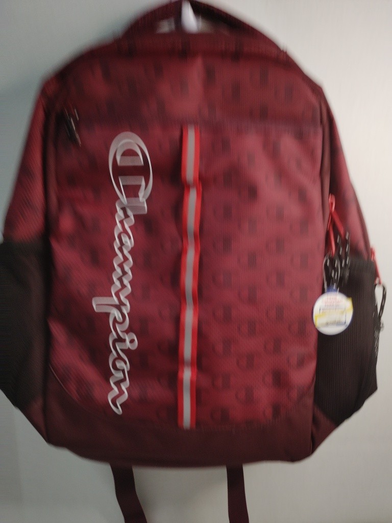 Champion Men’s Red Logo Backpack Large Zip Laptop Sleeve