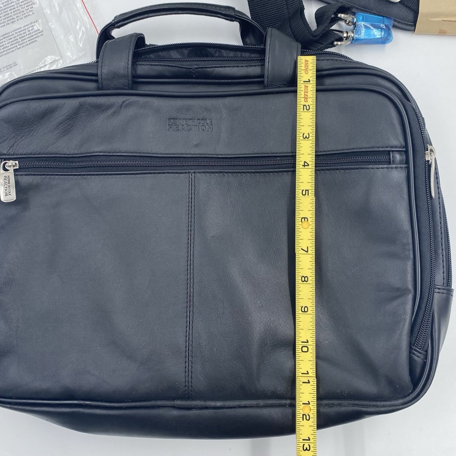 Kenneth Cole Reaction Double Occupancy Black Laptop Briefcase NWOT Leather