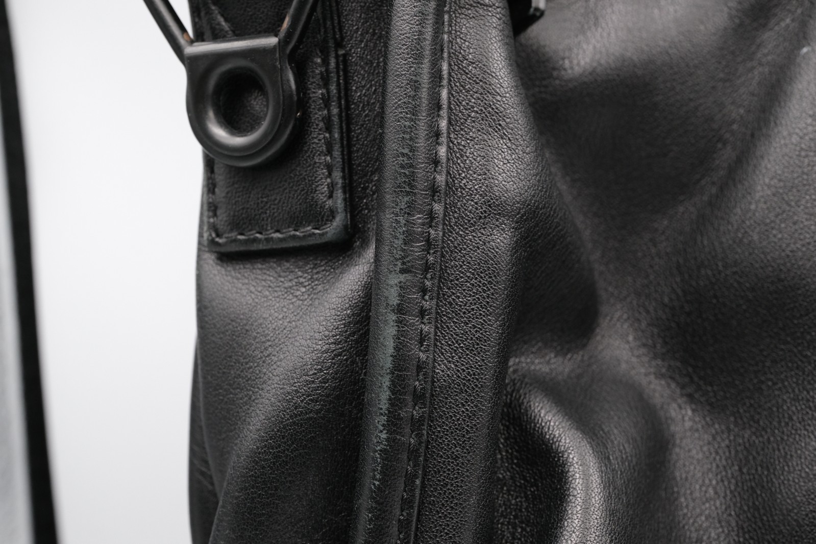 TUMI Alpha Black Leather Laptop Business Commuter Bag 9601D3