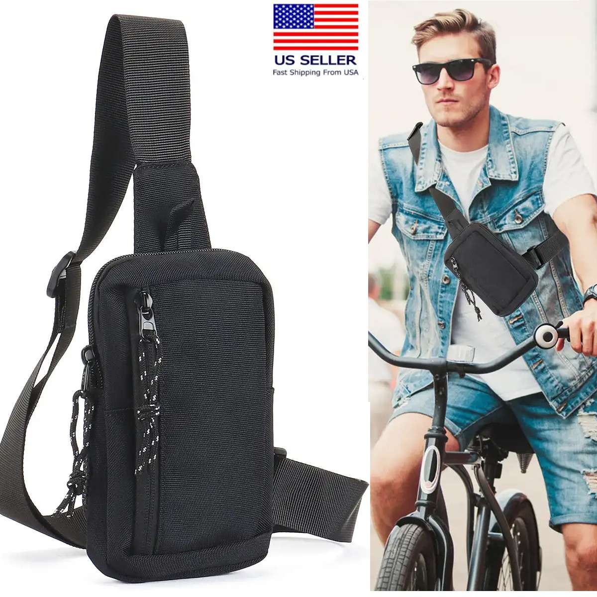 Men’s Sling Shoulder Bag Oxford Chest Pack Crossbody Casual Travel Phone Packet
