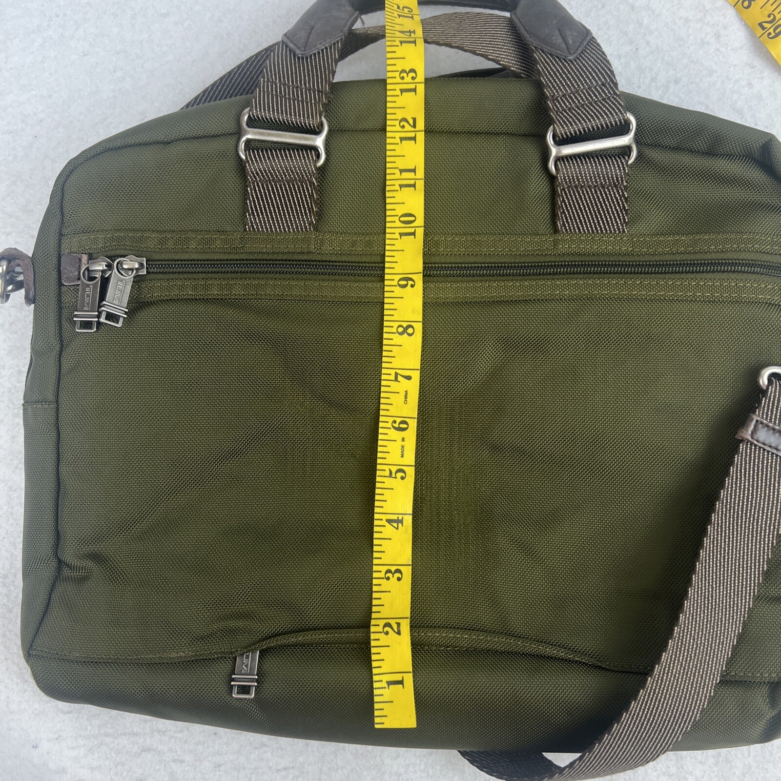 TUMI Alpha Bravo Anthracite Nylon Green Computer Briefcase Expandable Laptop Bag