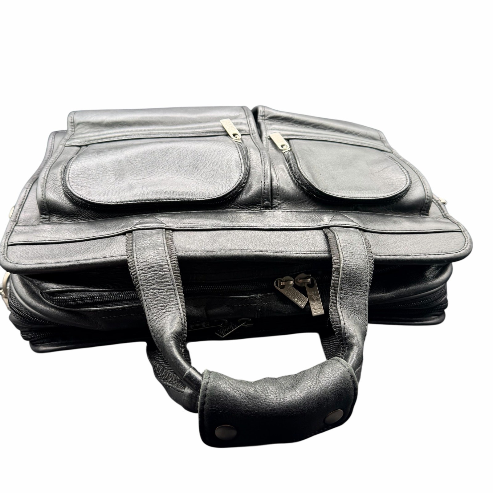 Wilsons Leather Pelle Studio Black Laptop Briefcase Bag