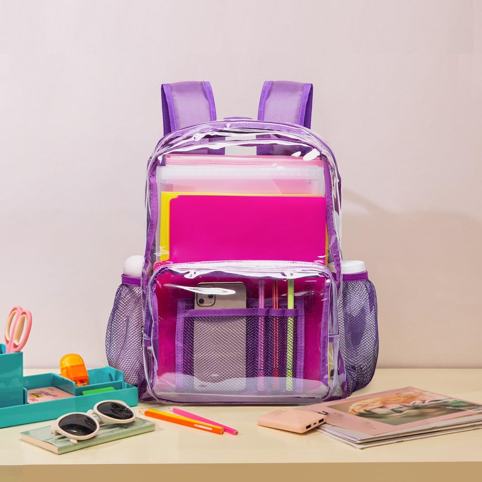 Clear Backpack Heavy Duty PVC Transparent Backpack with Reinforced Strap & La…