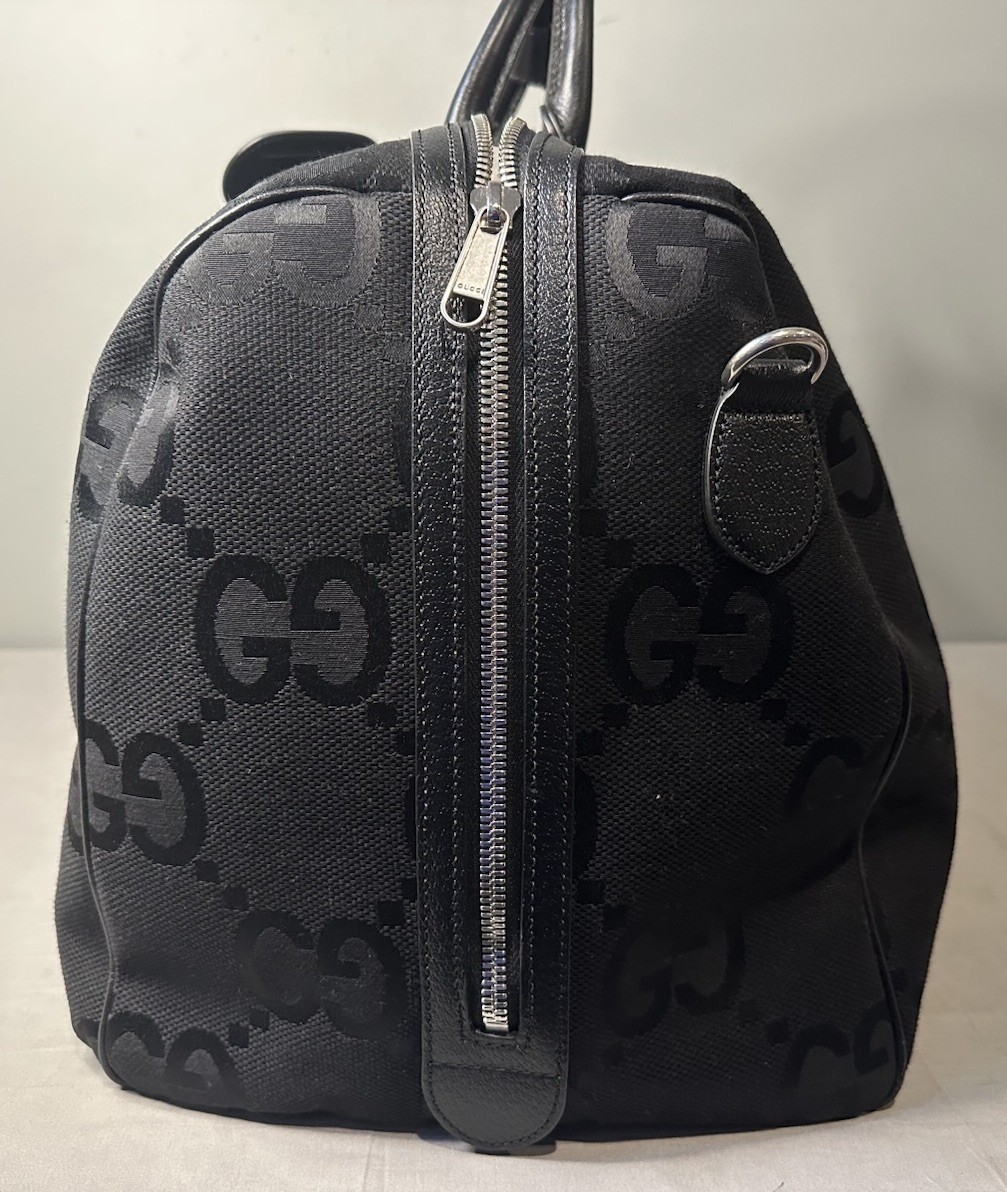 Gucci Jumbo GG Large Black Canvas / Leather Duffle Bag Authentic
