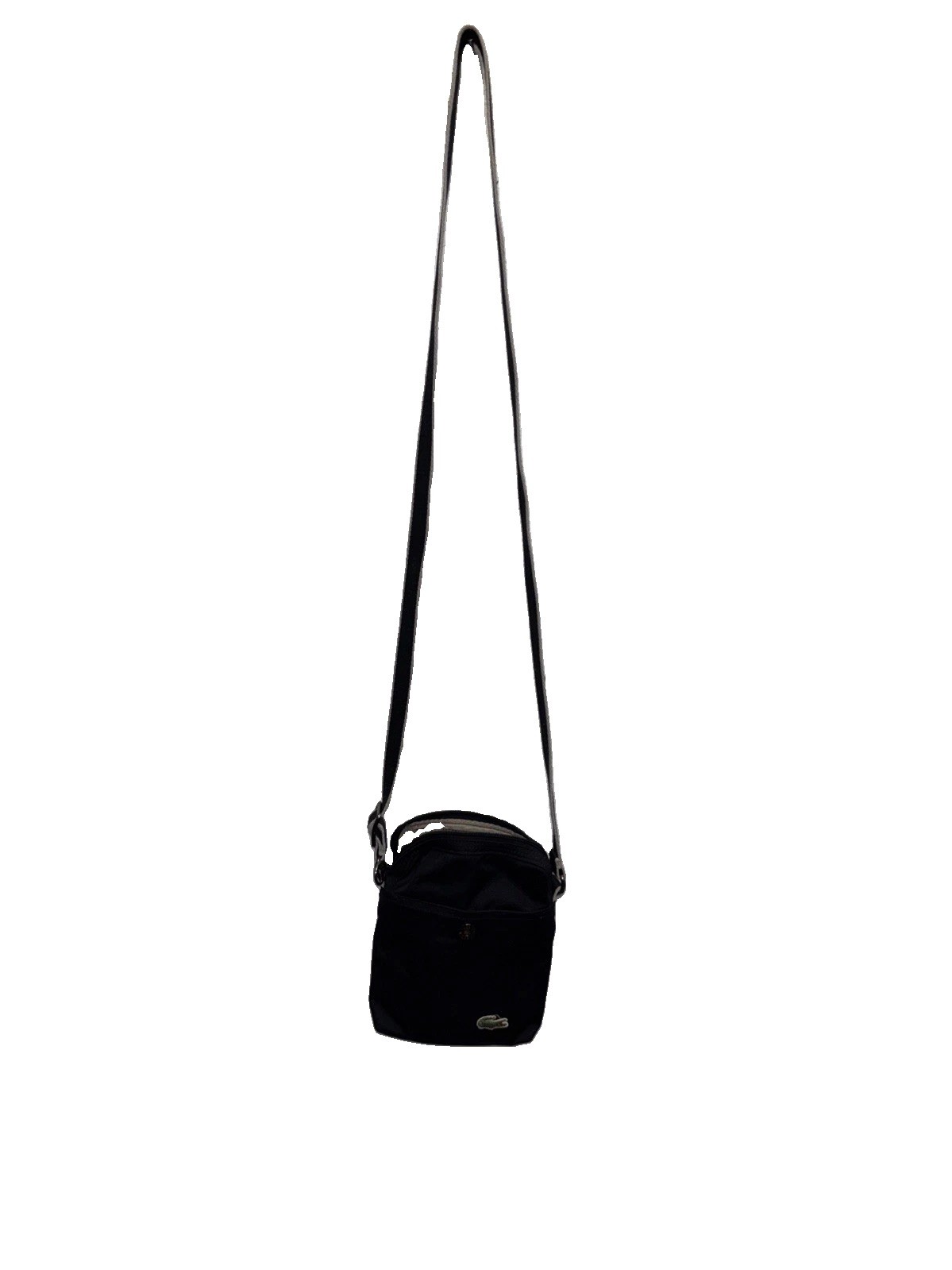 Lacoste Black Crossbody Bag Small Shoulder Bag Adjustable Strap Nylon Logo Snaps