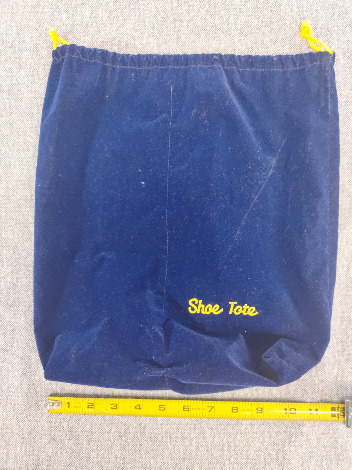 Navy Blue Faux Satin Drawstring Unisex Tote Shoe Bag