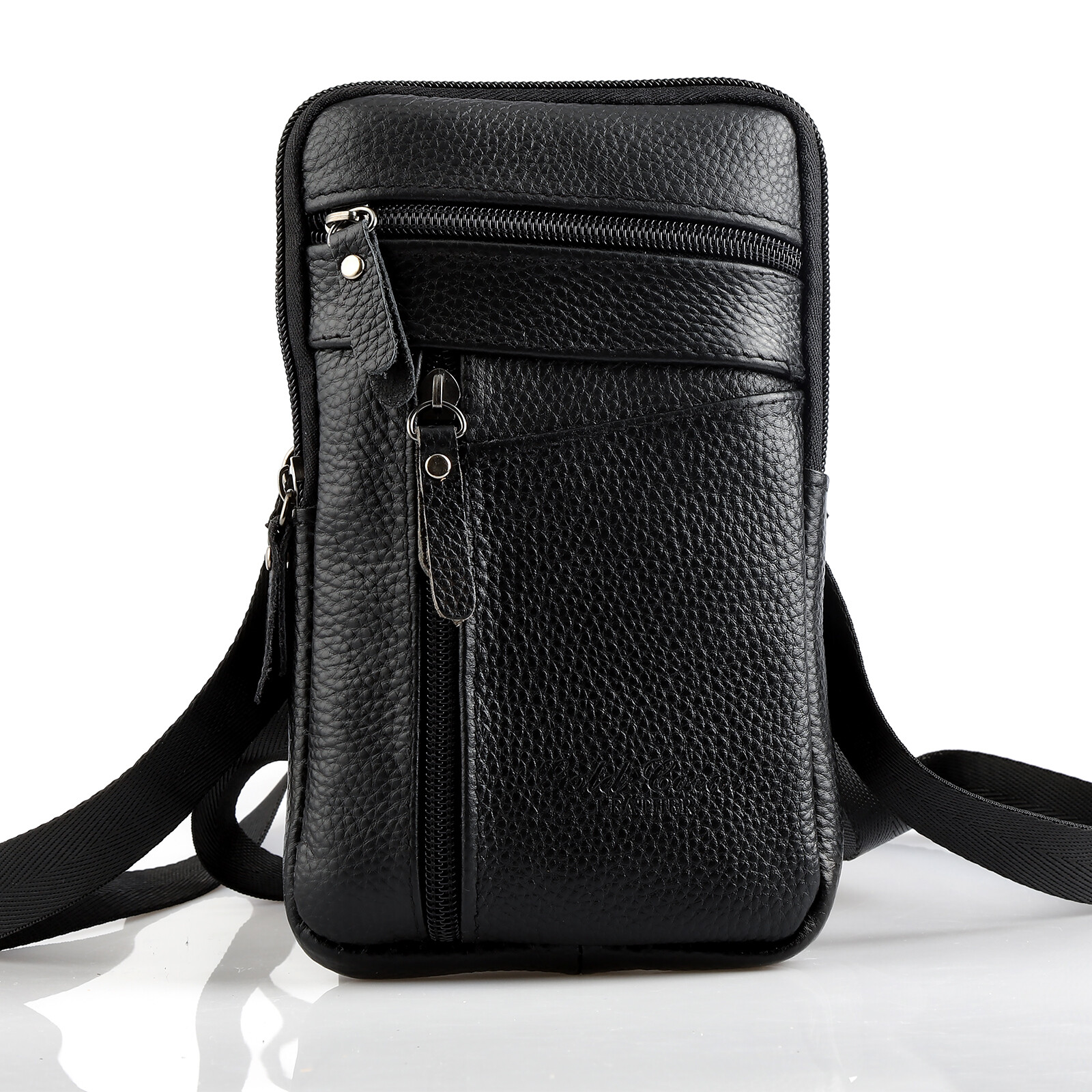 Men Leather Fashion Cell Phone Pouch Belt Loop Bag Shoulder Crossbody Waist Pack