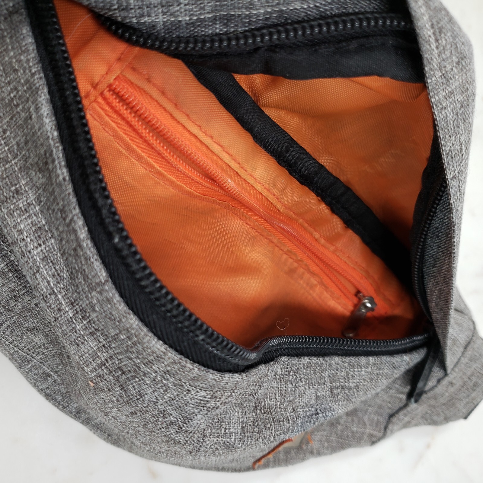 Tinyat Crossbody Bag Fanny Pack Gray/Orange Zip Across Belt Bag 10″x5″