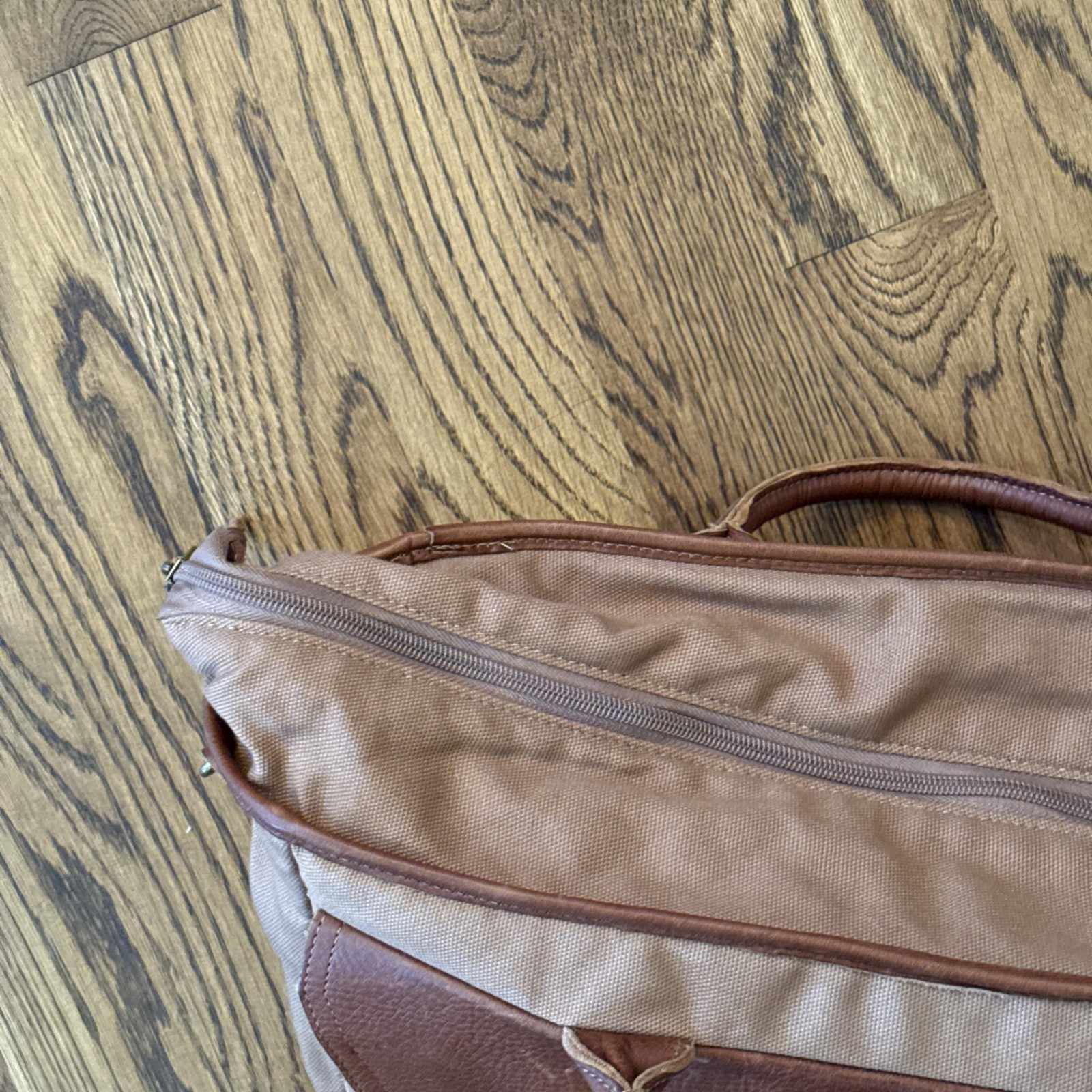 Duluth Trading Company Superior Street Fire Hose Briefcase Brown Canvas Leather