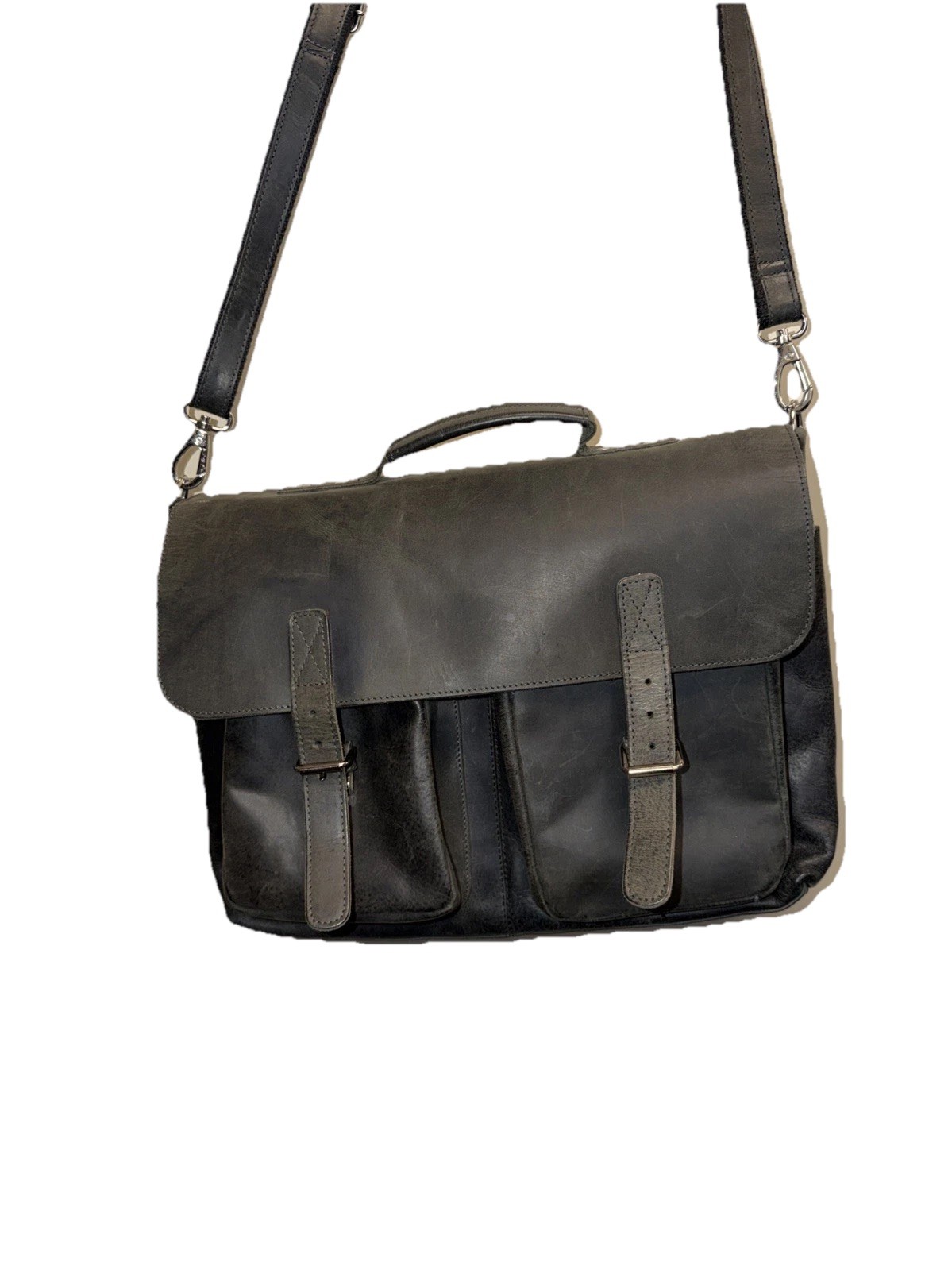 KomalC Men’s Distressed Brown Leather Messenger Bag Laptop Travel Bag