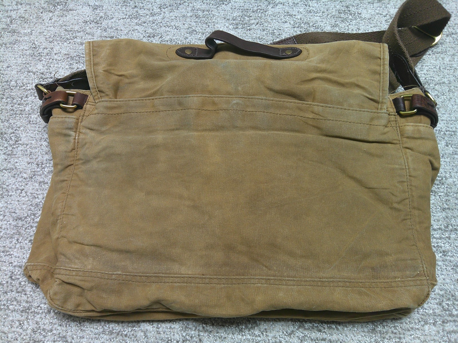 J.Crew Abingdon 15x5x11 Messenger Bag Waxed Canvas Leather Field Satchel Bag
