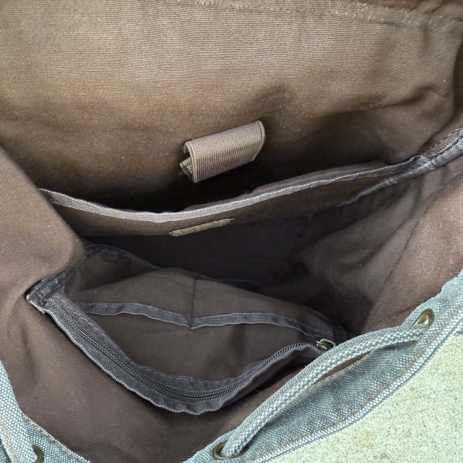 Gearonic Canvas Backpack Rucksack 15×14″ with Leather Trim Drawstring Top