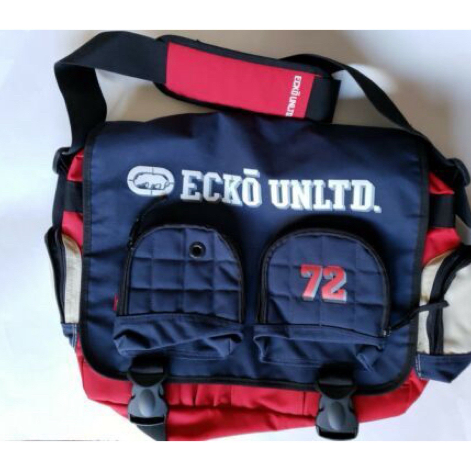 Vintage Ecko Unlimited Y2K Retro Red Navy Crossbody Streetwear Messenger Bag