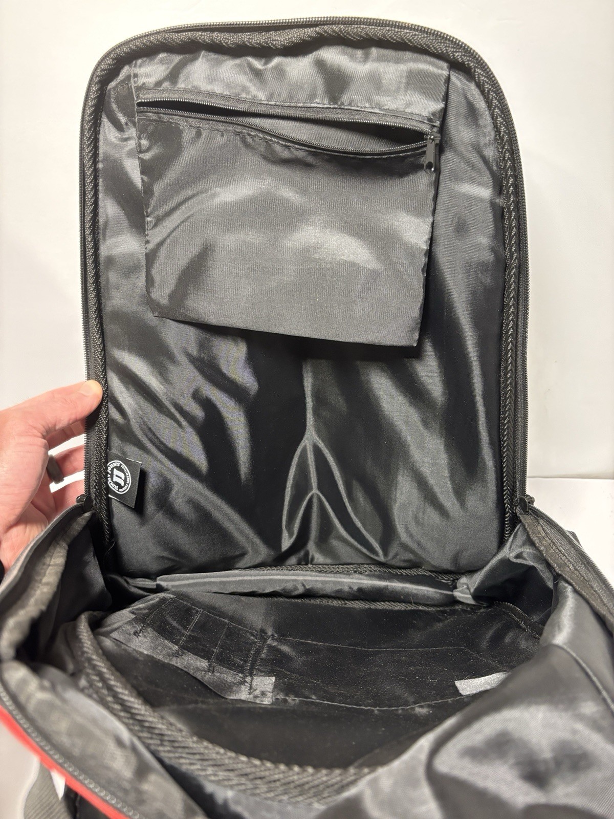 Rare Jimmy Johns Backpack Sub Restaurant Chain Black Red Quilted