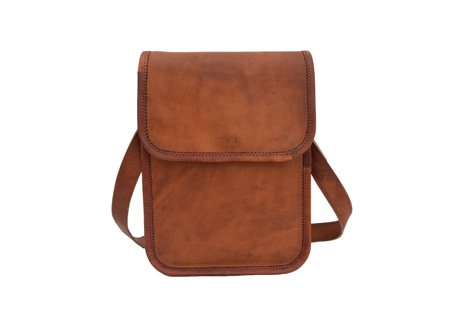 Vintage Leather Messenger Crossover Bag Mobile Purse Wallet Handbag Sling 9 In