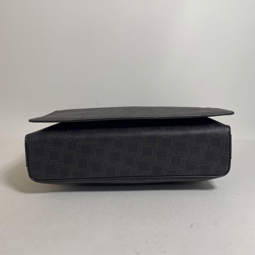 Dunhill Messenger Bag Dark Brown PVC Leather Adjustable Strap 29×33-37cm