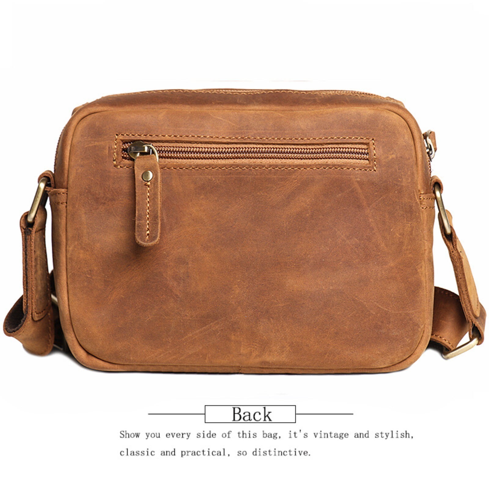 Men Retro Leather Crossbody Messenger Bag Shoulder Satchel for Work Travel