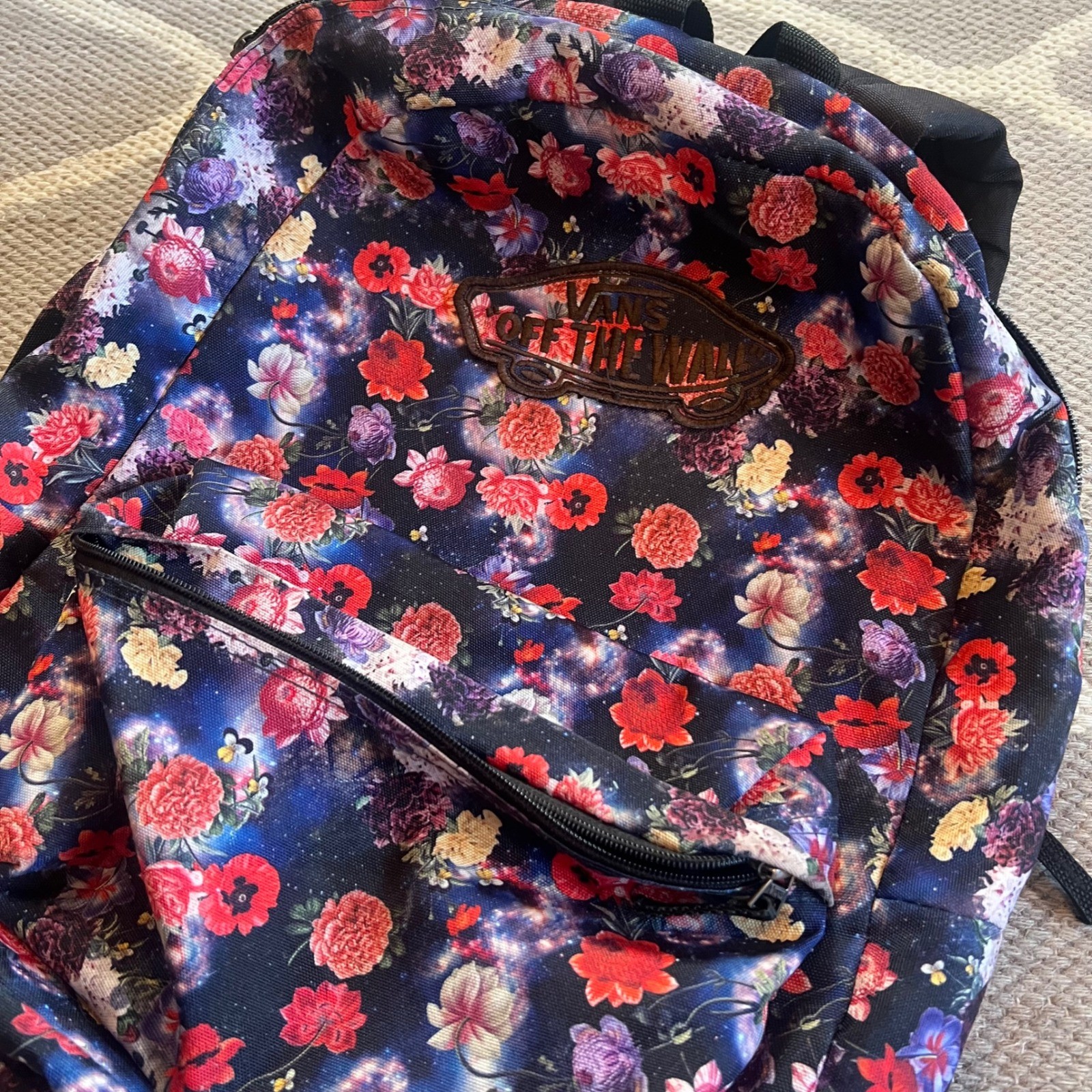Vans Realm Classic Patch Galaxy Floral Print Backpack Bookbag Warped tour