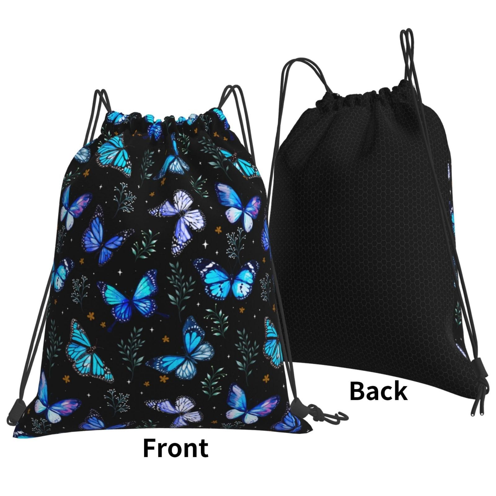 Butterflies Drawstring Backpack Gym Bag Foldable Water Repellent for Shopping…