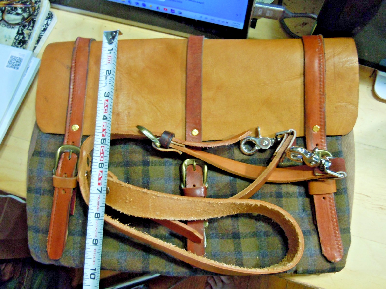 vintage Pendleton Wool Messenger Leather Satchel Brown Briefcase (on sale) #2