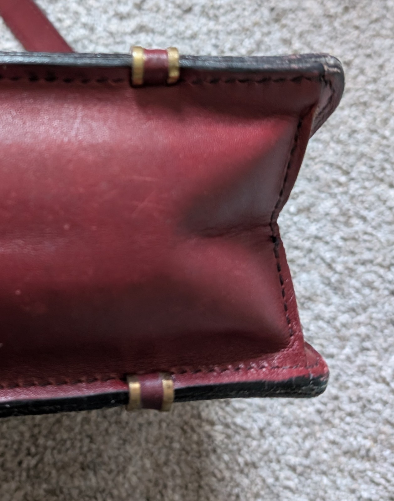 Vintage Schlesinger briefcase bag crossbody leather oxblood burgundy *READ*
