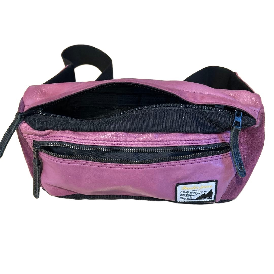 Master-piece Purple Body Bag Synthetic Leather Japan Made Compact Unisex