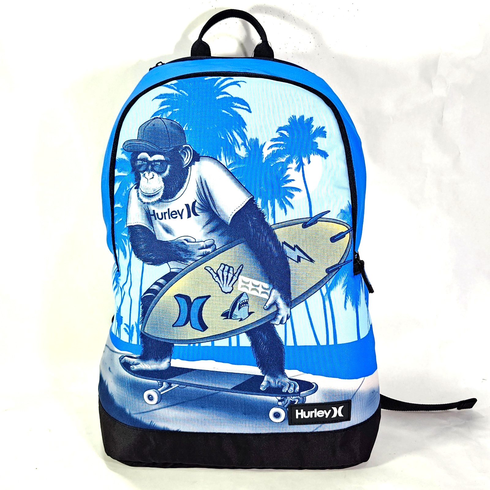 Hurley Backpack Skateboard Surfboard Monkey Blue 15″ Laptop Sleeve Tavel Bag NWT