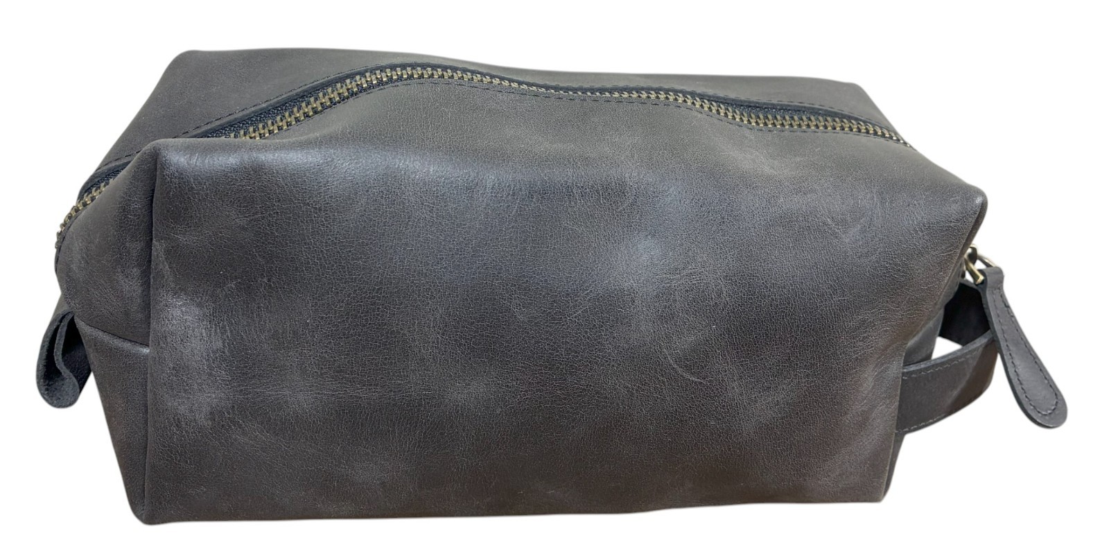 Baglunch Leather Toiletry Bag Dark Brown w/ Mythosaur Skull Design