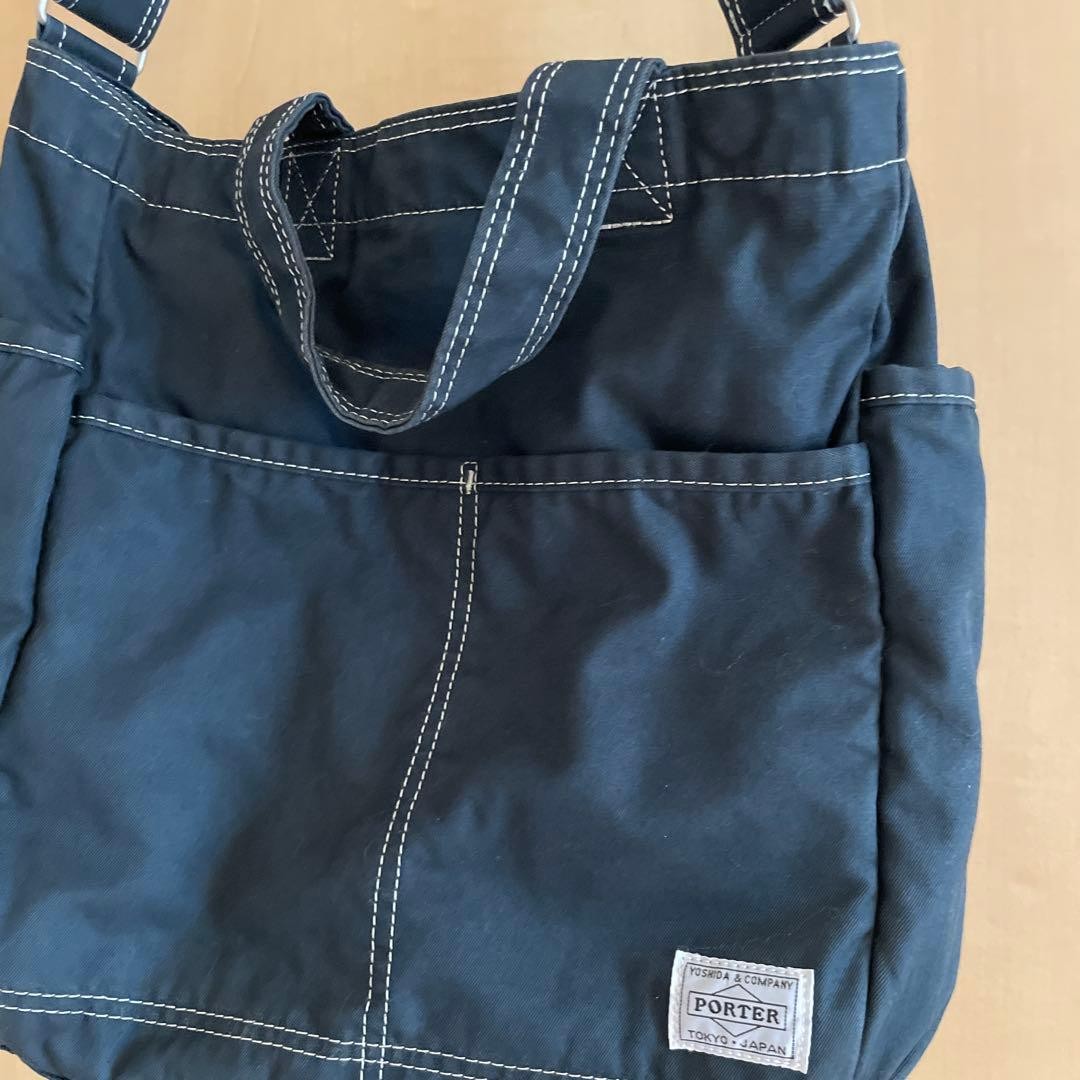 Yoshida Porter Shoulder Bag Cotton Twill Fabric Navy Men’s From Japan